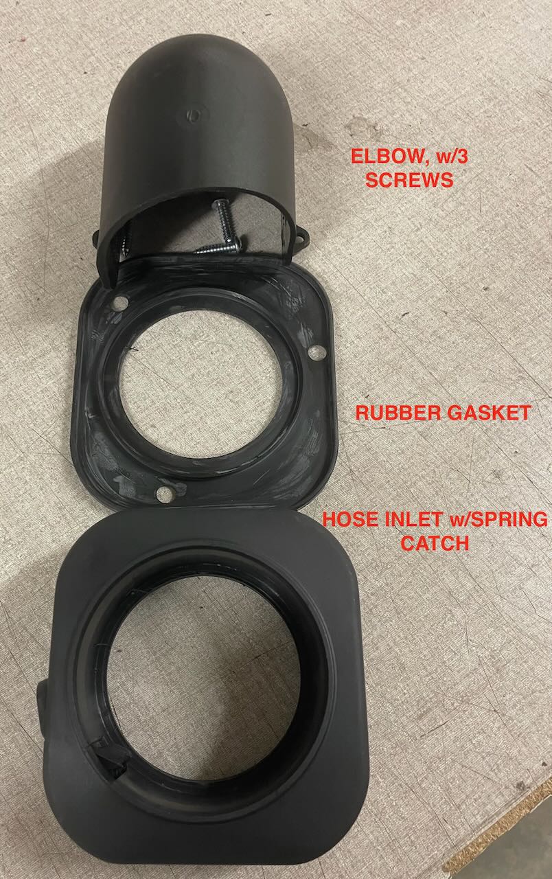 1140 Hose Inlet, Black Rubber Gasket, Elbow and 3 Screws